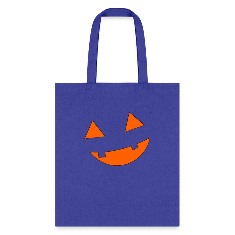 Big Scary Orange in Black Smiling Pumpkin Face Hal - Tote Bag