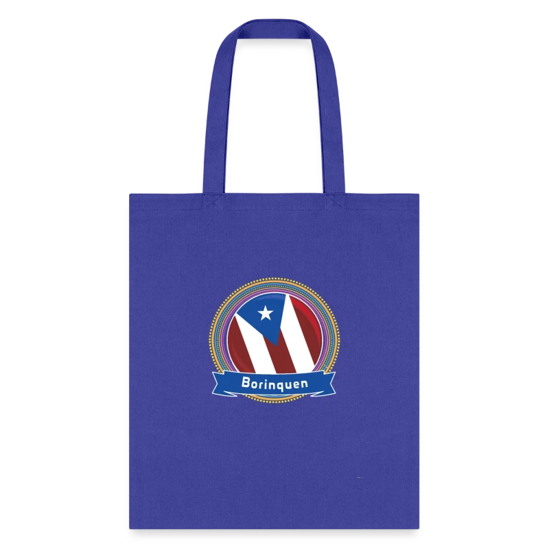 Borinquen Happy Holi Color Framed Borinquen Flag - Tote Bag