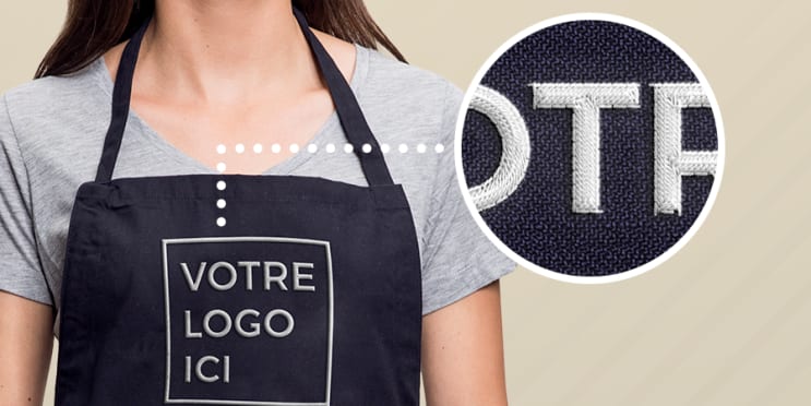 Tablier avec un design brodé personnalisé