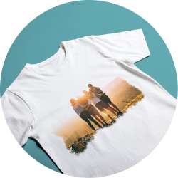 A T-shirt printed with a photo of people
