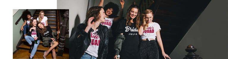 Des filles partent pour fêter leur EVJF avec leurs t-shirts personnalisés