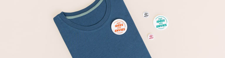 Badges personnalisables disponibles en 3 tailles