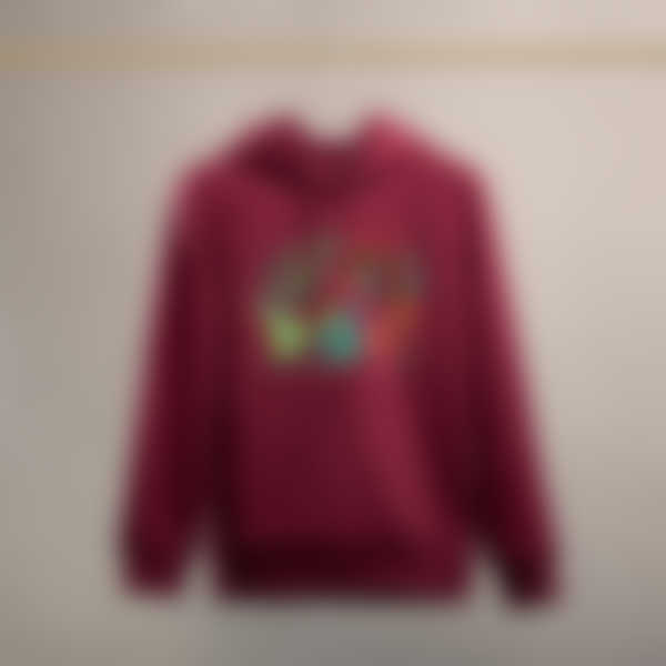 Bordeaux-colored hoodie with festive Jurassic World design