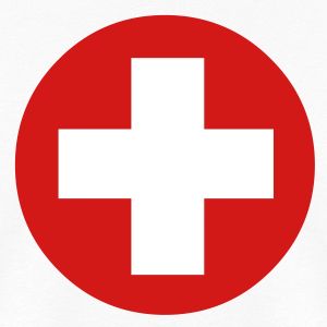 square cross red in symbol with white Cross   T T Shirt Symbol Men's Medical Shirts