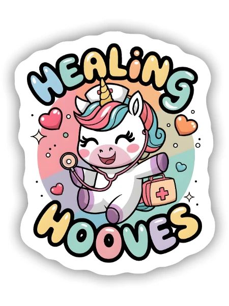 Healing Hooves - Sticker - white matte - Front