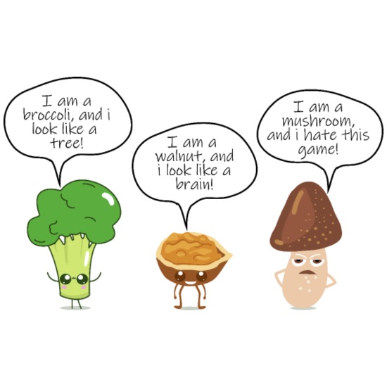 Broccoli, Walnut & Mushroom - funny cartoon comic' Unisex Two-Tone Hoodie |  Spreadshirt