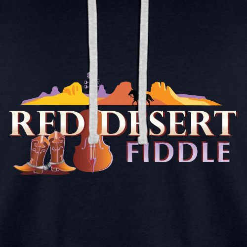 Red Desert Fiddle-White Letters, Cut-Out. - Unisex Contrast Hoodie
