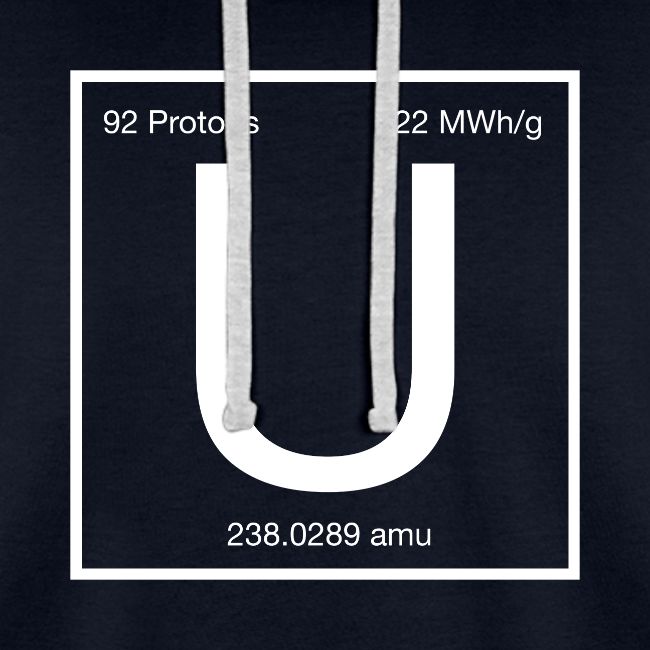 Uranium. Double-sided design. White text.