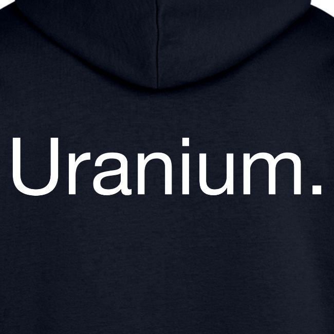 Uranium. Double-sided design. White text.