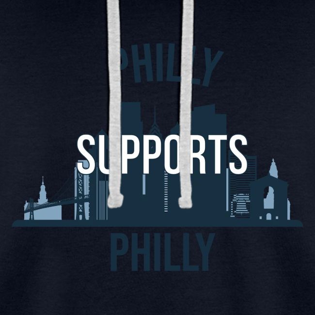 Philly Supports Philly skyline blue transparentbg