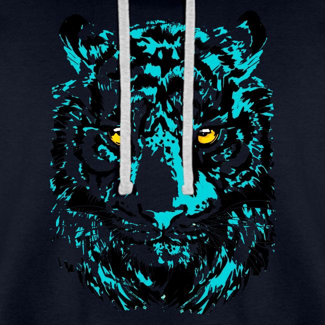 Artistic Tiger Head Portrait Drawing - Turquoise