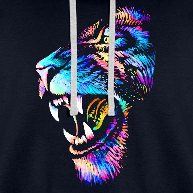 Colorful Lion Head Portrait Drawing - Roaring Lion