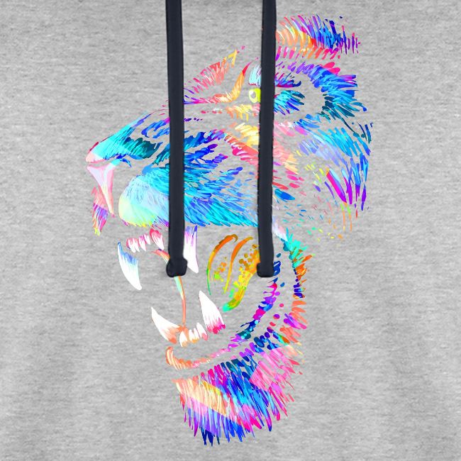 Colorful Lion Head Portrait Drawing - Roaring Lion
