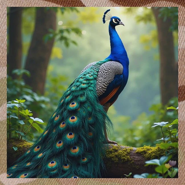 Majestic Peacock in Enchanted Forest