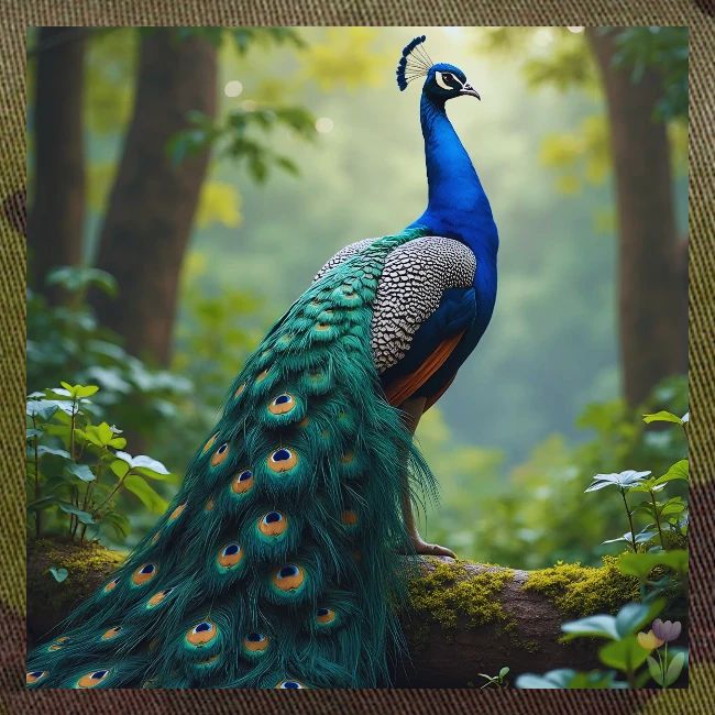 Majestic Peacock in Enchanted Forest