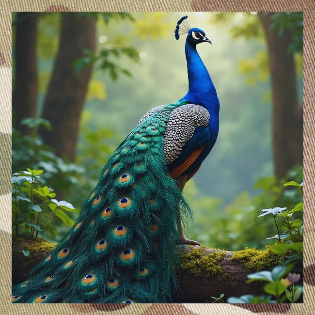 Majestic Peacock in Enchanted Forest
