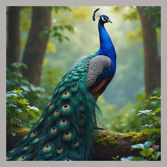 Majestic Peacock in Enchanted Forest