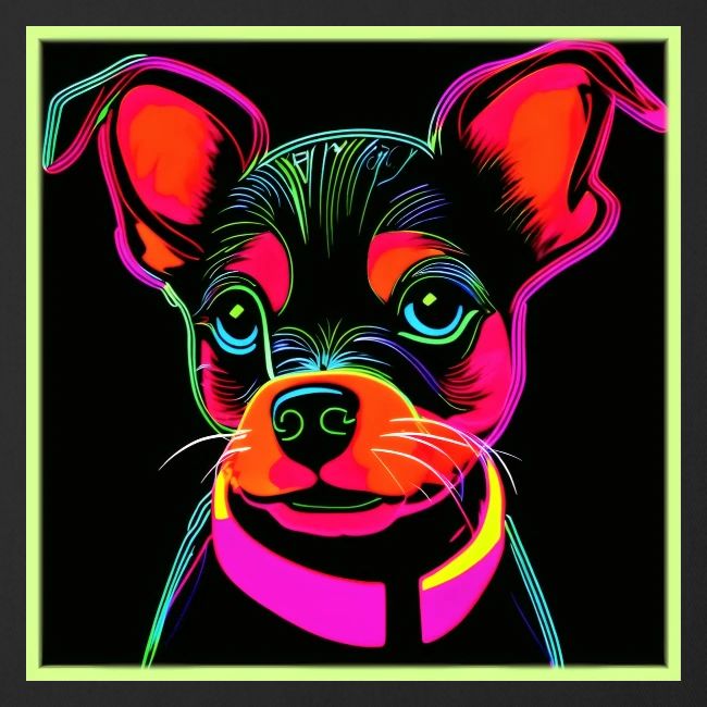 Neon Canine Puppy Art