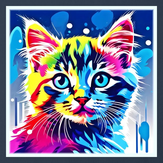 Vibrant Neon Kitty Art