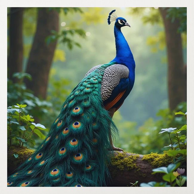Majestic Peacock in Enchanted Forest