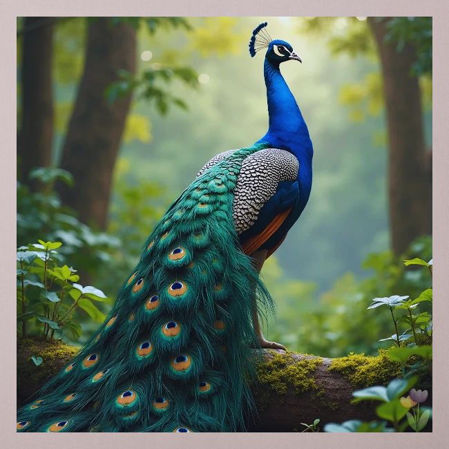 Majestic Peacock in Enchanted Forest