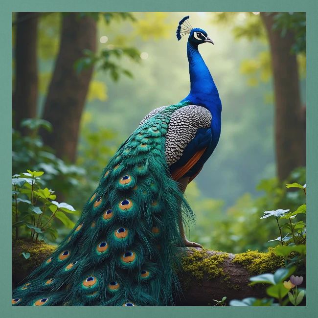 Majestic Peacock in Enchanted Forest