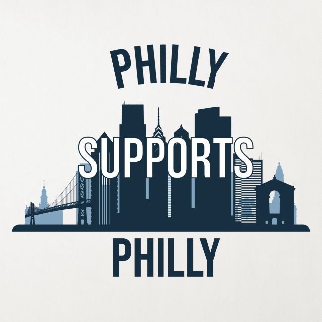 Philly Supports Philly skyline blue transparentbg
