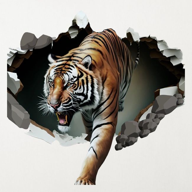 Fashion Design Tiger Coming Out, Wild Feline Tiger
