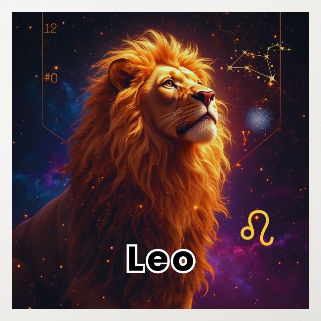Leo zodiac designs, constellations, universe