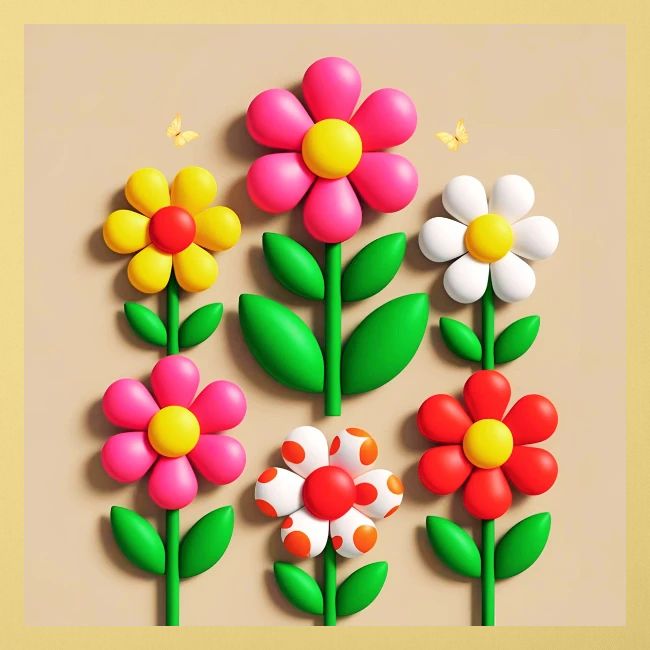 3D Flowers and Butterflies in Amber, Floral Design