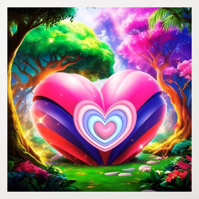 Double heart, fantasy, landscapes enjoy the magic