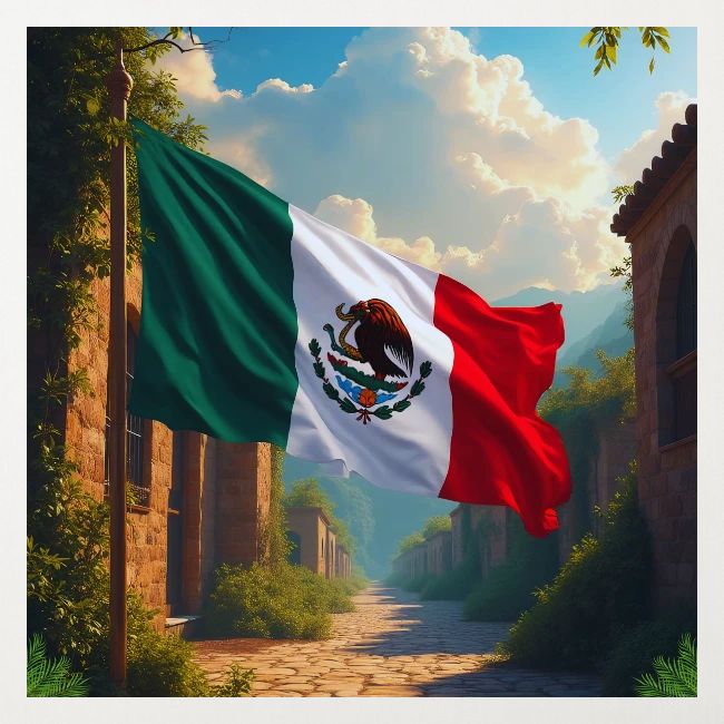 Mexican flag in Magical Town and Nature