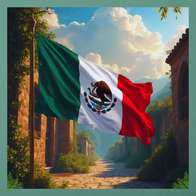 Mexican flag in Magical Town and Nature