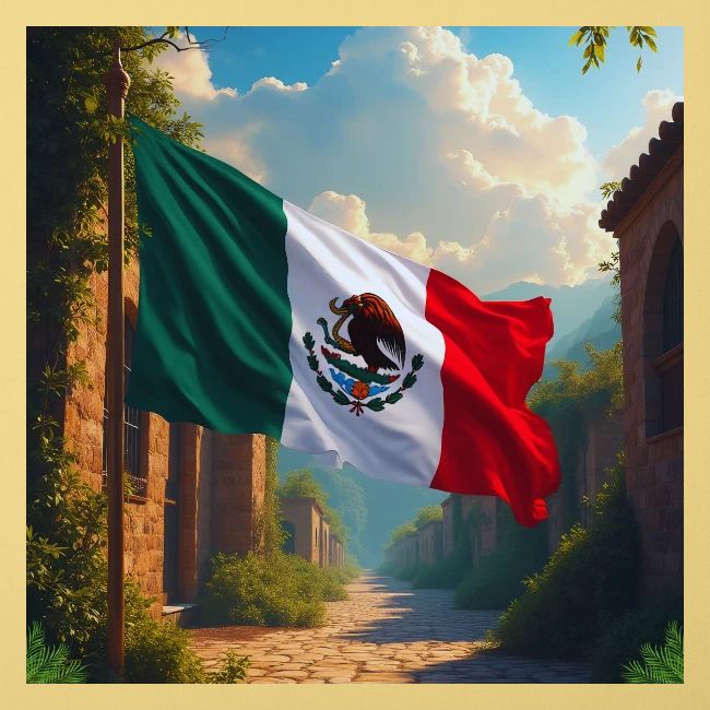 Mexican flag in Magical Town and Nature