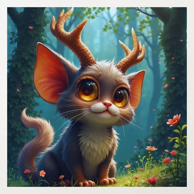 Magical Forest Creature with Deer Horns