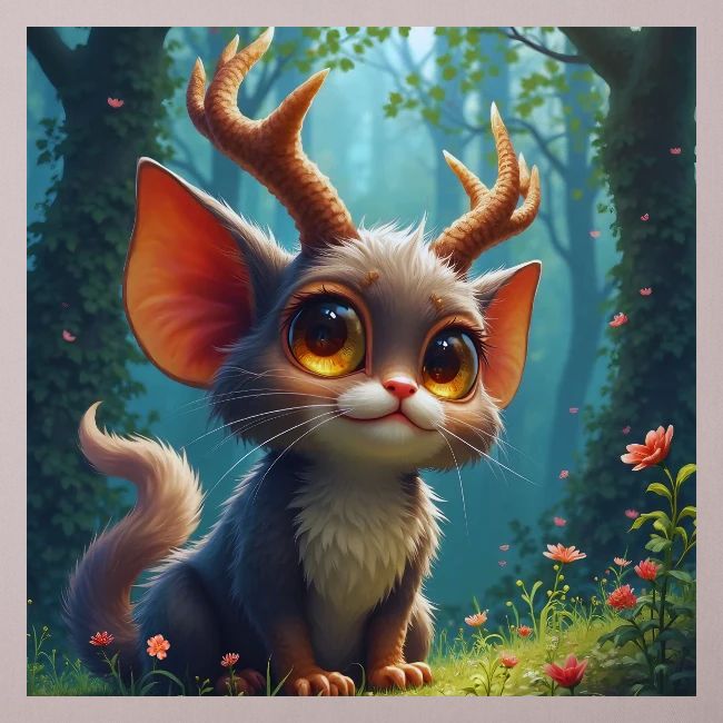 Magical Forest Creature with Deer Horns