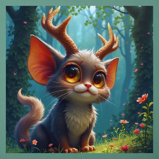 Magical Forest Creature with Deer Horns