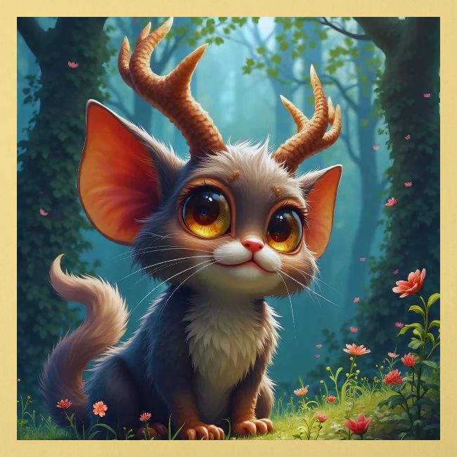 Magical Forest Creature with Deer Horns