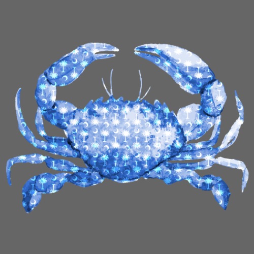 Coastal Living Blue Crab with South Carolina Flag - Throw Pillow Cover 17.5” x 17.5”