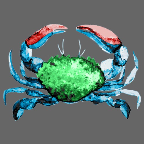 Red, Blue, and Green Crab Watercolor Painting - Throw Pillow Cover 17.5” x 17.5”