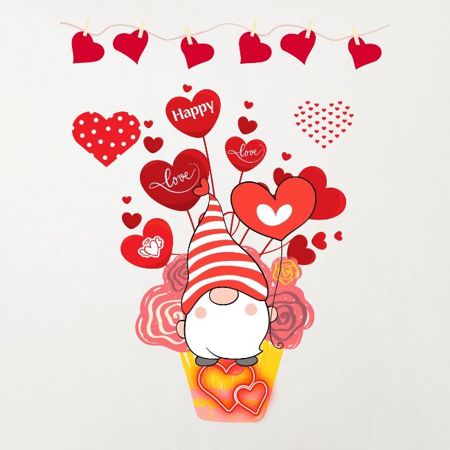 Design wrapped in love hearts, vibrating in love.