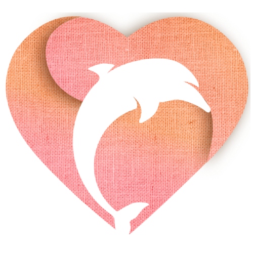 Dolphin Heart - Throw Pillow Cover 17.5” x 17.5”
