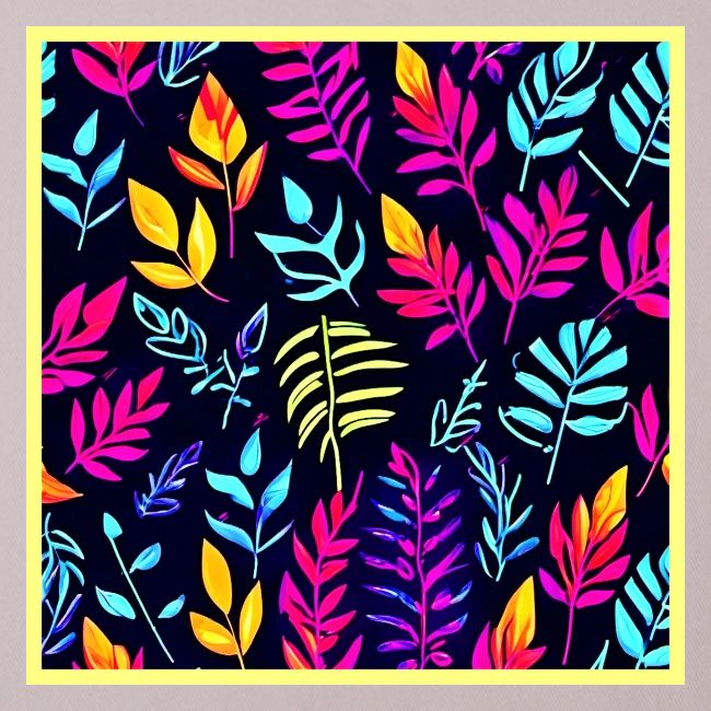 Radiant Autumn Glow: Neon-Hued Leaf Pattern