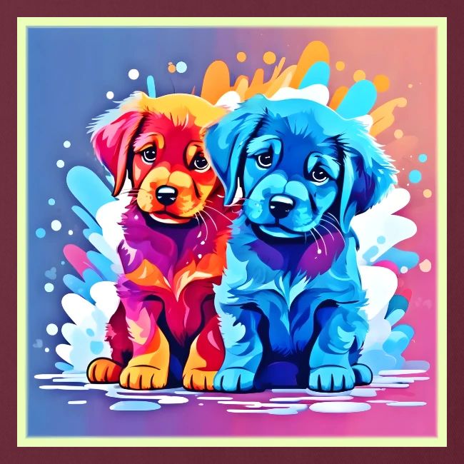 Colorful Puppy Pair Art