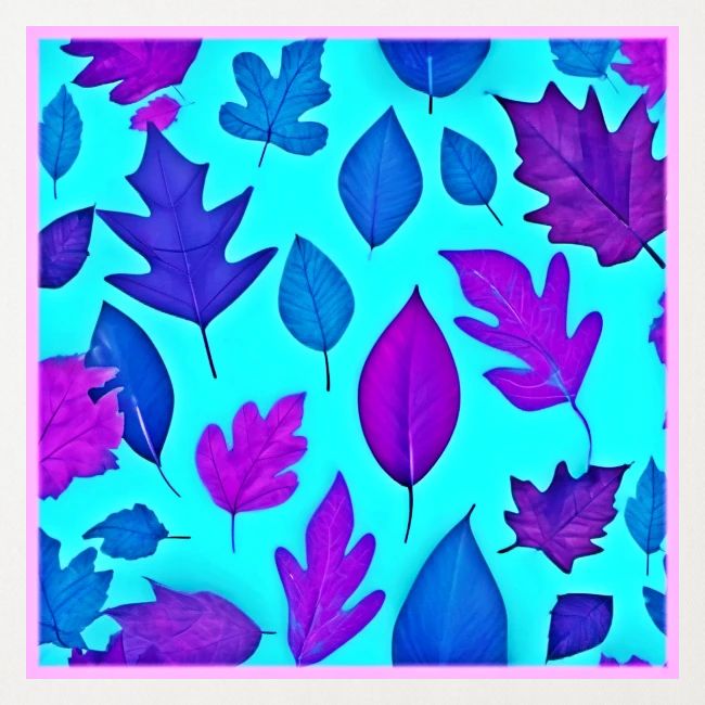 Turquoise & Purple Leaves Design
