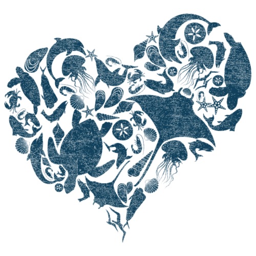 Coastal Heart. Blue - Throw Pillow Cover 17.5” x 17.5”