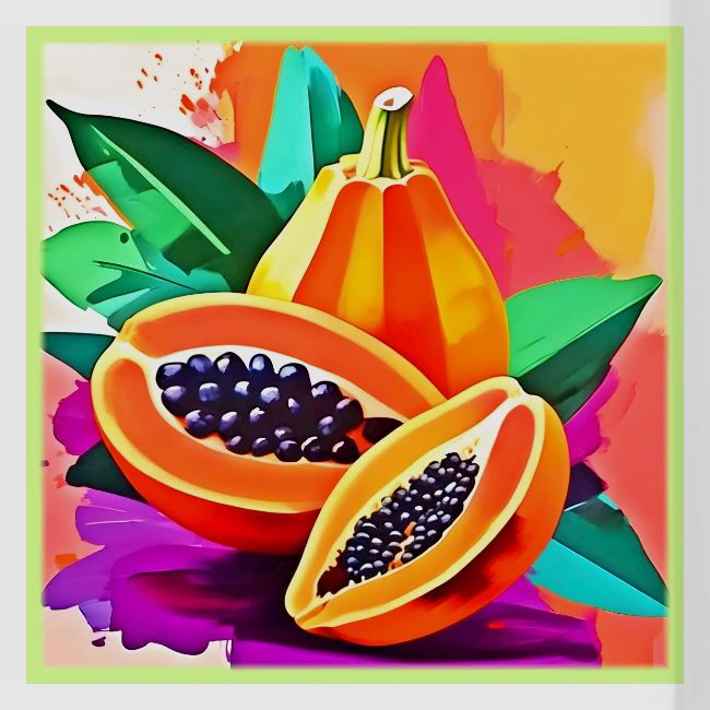 Sliced Papaya Pop Art