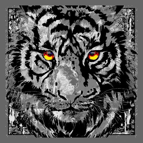 Tiger Head Portrait - Vintage Tiger Illustration - Panoramic Mug