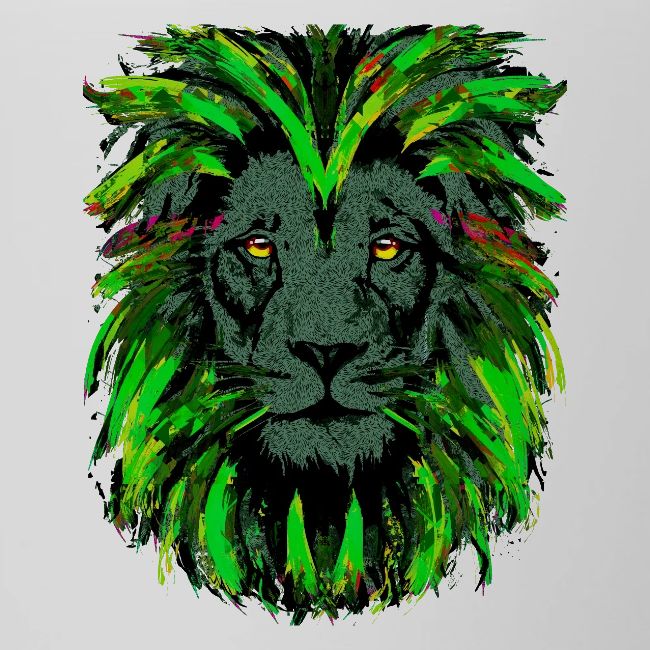 Green Lion Head Portrait Drawing - Green Lion