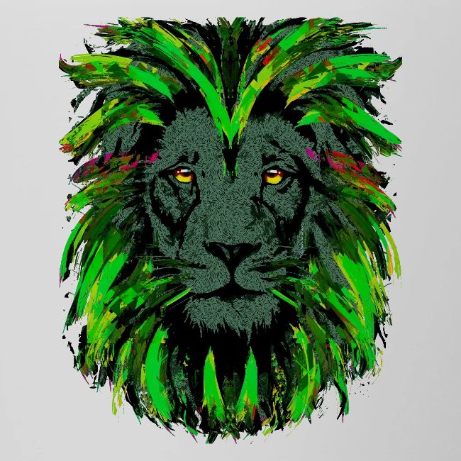 Green Lion Head Portrait Drawing - Green Lion